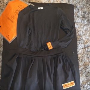 Heron Preston body suit and skirt